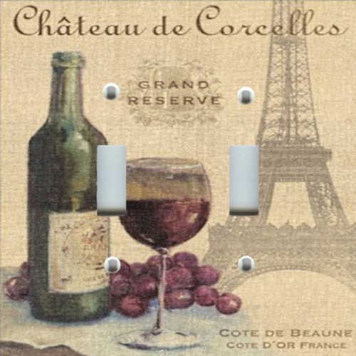 PARIS EIFFEL TOWER CHATEAU UVAS DE VINO Interruptor de luz Cubiertas de salida de pared - Imagen 3 de 26