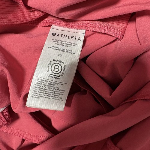 Athleta Womens 22W Bright Pink Brooklyn Ankle Pants High Rise Stretch Athleisure - Picture 6 of 7
