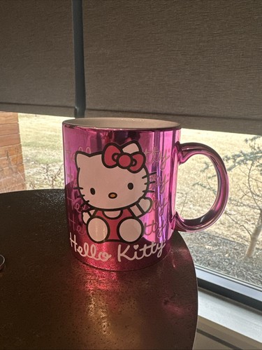 NEW Hello Kitty Dark Pink/Magenta Metallic Finish Large 20oz Coffee Mug Mjt 5.6 - 第 1/4 張圖片