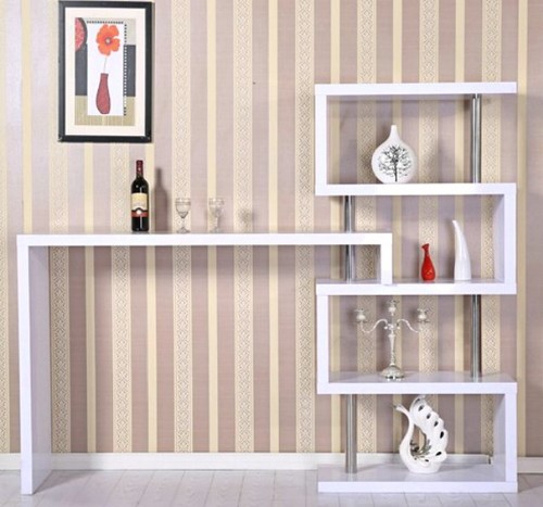 Kitchen Breakfast Bar Table Wooden Drinks Home Storage Shelves Furniture Shelf - Picture 5 of 7