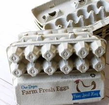 Egg Cartons Lot 16 Unbranded Clean Pre Owned Natural Pulp Paper 12 Count Empty