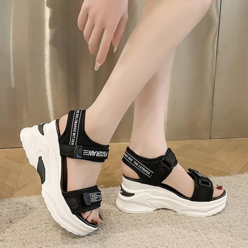 Sport Sandalen für Damen 2024 Neu Sommer Fischmaul Keilabsatz Muffin Plateau Papa - Bild 10 von 26