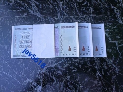 ZIMBABWE 50 TRILLION DOLLARS BUNDLE 100 TRILLION UNC 100 SERIES 2008 p90 MONEY * - Picture 3 of 10