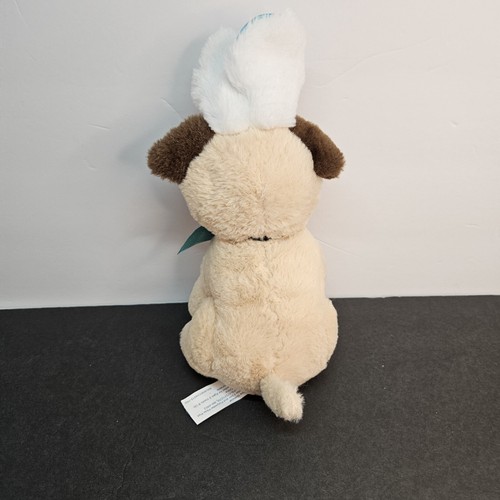 Walmart PUG Puppy Dog w/Bunny Ears 10in Plush Teal Blue Satin Bow Shimmery Ears - Picture 4 of 9
