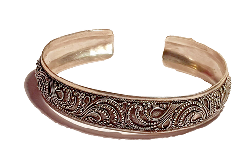 Armreif Armband 925 Silber Handarbeit ziseliert 1,2 cm Breit ohne Stein - Bild 2 von 14