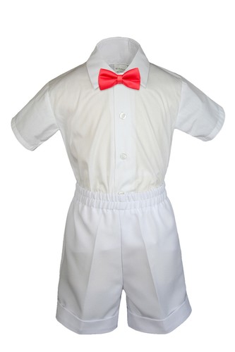 3 Stck. Junge Säugling Kleinkind formelle Outfits WEISS Shorts Farbe wählen Fliege S-4T - Bild 6 von 25