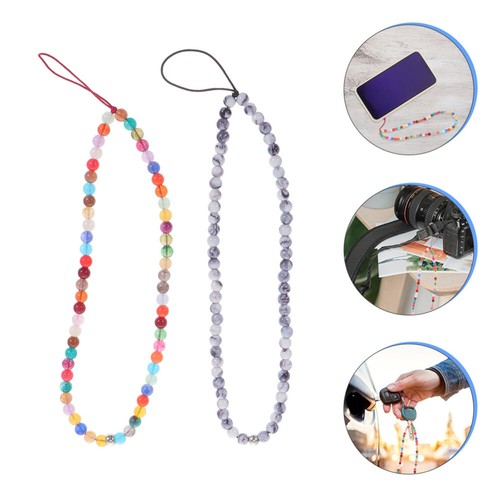 2 Pcs Handy Kette Handyanhänger Perlenbesetztes Handy-Schlüsselband - 第 6/12 張圖片