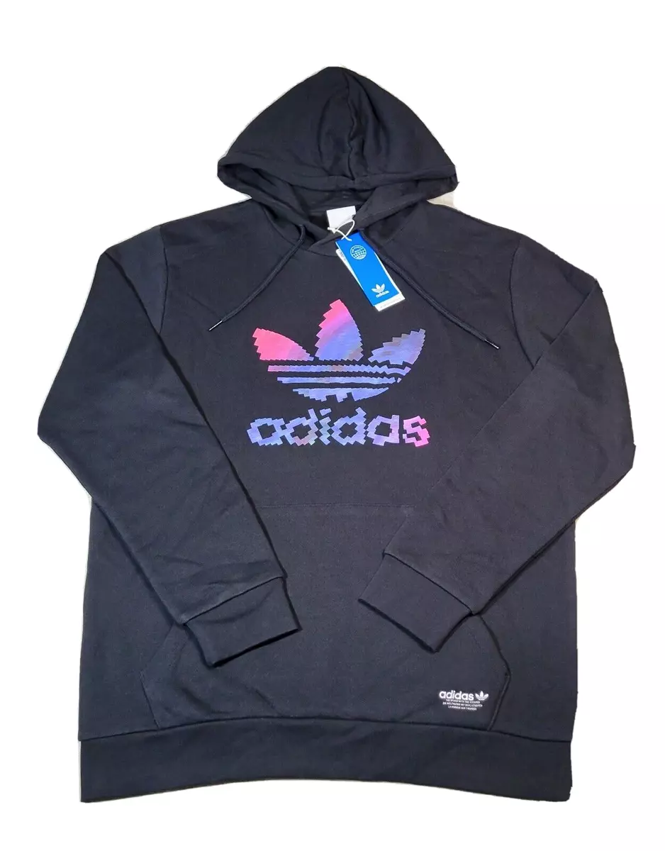 ADIDAS Originals Hoodie Trefoil Ombre Logo Sweatshirt Black Blue Pink Mens  Large | eBay