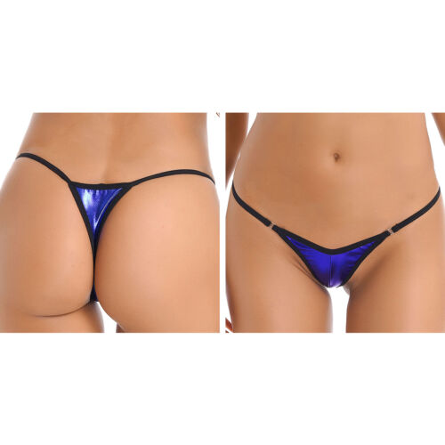 Bikini mutandine mutandine intimo donna metallizzato vita bassa micro perizoma schiena a T - Foto 56 di 94