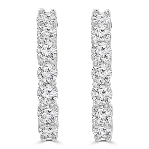 1.85 CT Round VS1 D Lab Created Diamond Earrings 14K White Gold - Picture 2 of 5