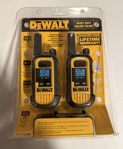 DEWALT DXFRS300 Two Way UHF/FM Radio Walkie Talkie - Set of 2 Brand New Sealed - Picture 1 of 3