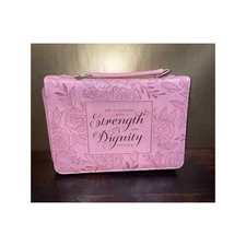 Christian Art Gifts Vegan Leather Pink Gold Flora Bible Cover Carry Case 31:25