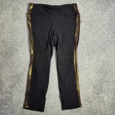 RBX Leggings Girls S Black Gold Side Stripe Athletic Workout Pants Youth Active
