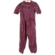 JANIE AND JACK Romper Size 7 Jumpsuit Dark Pink Floral Girls Casual 100 Cotton