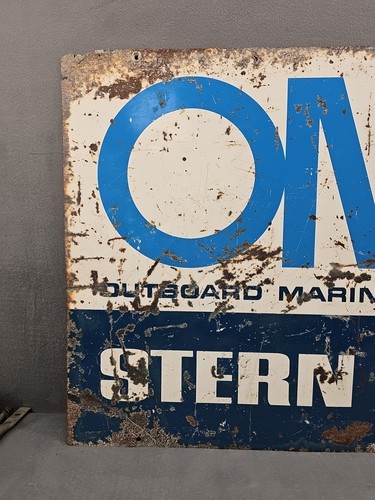 DE COLECCIÓN OMC FUERABORDA MARINA POPA MOTOR BARCO DOBLE CARA SEÑAL 36"x24" - Imagen 2 de 12