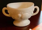 Vintage Milk Glass, Set Of Della Robbia Pattern 1930's Sugar And Creamer