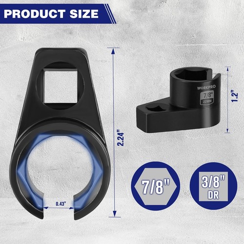 WORKPRO O2 Lambdasonde Stecknuss 3/8” Antrieb x 7/8” 22mm, Offset Lambdasonde - Bild 2 von 7