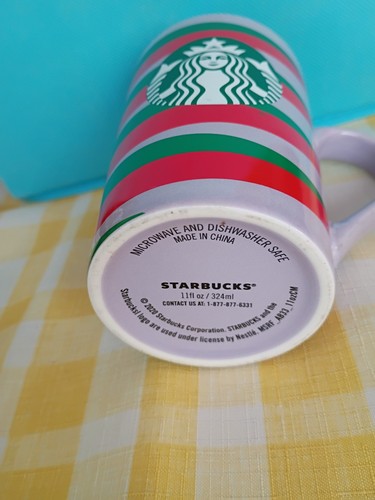 Starbucks 11 Fluid Ou Mug, Lavendel mit roten und grünen Streifen - sehr schön! - Bild 4 von 4
