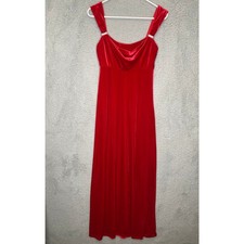 Vintage Onyx Nites Y2K red velvet maxi dress beaded evening event prom cowl neck