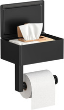 Matte Black Wall-Mounted Toilet Paper Holder with Shelf and Wipes Dispenser