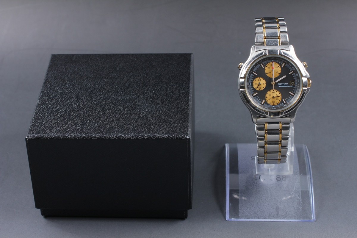 Vintage 1992 Exc+5 Seiko Sports 7T27-6A50 Chronograph Qz Mens