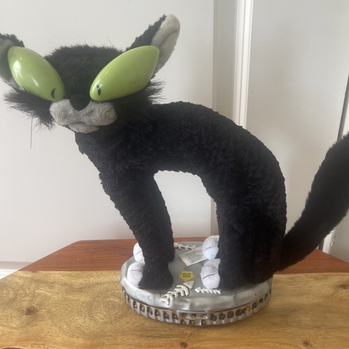 Gemmy Animated Fraidy Cat Black Alley Cat Vintage Working Condition - Picture 2 of 7