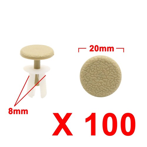 100Pcs White Beige Car Plastic Rivets Weatherstrip  Fastener Clip 8mm - Imagen 1 de 3