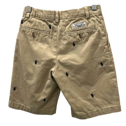 Polo Ralph Lauren Boys Khaki Shorts Polo Horse Print Size 7 Adjustable Waist - Picture 5 of 10