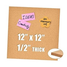 12x12" Cork Board Tiles Bulletin Board, 1/2" Thick Small Square Cork 12"x12"-1p