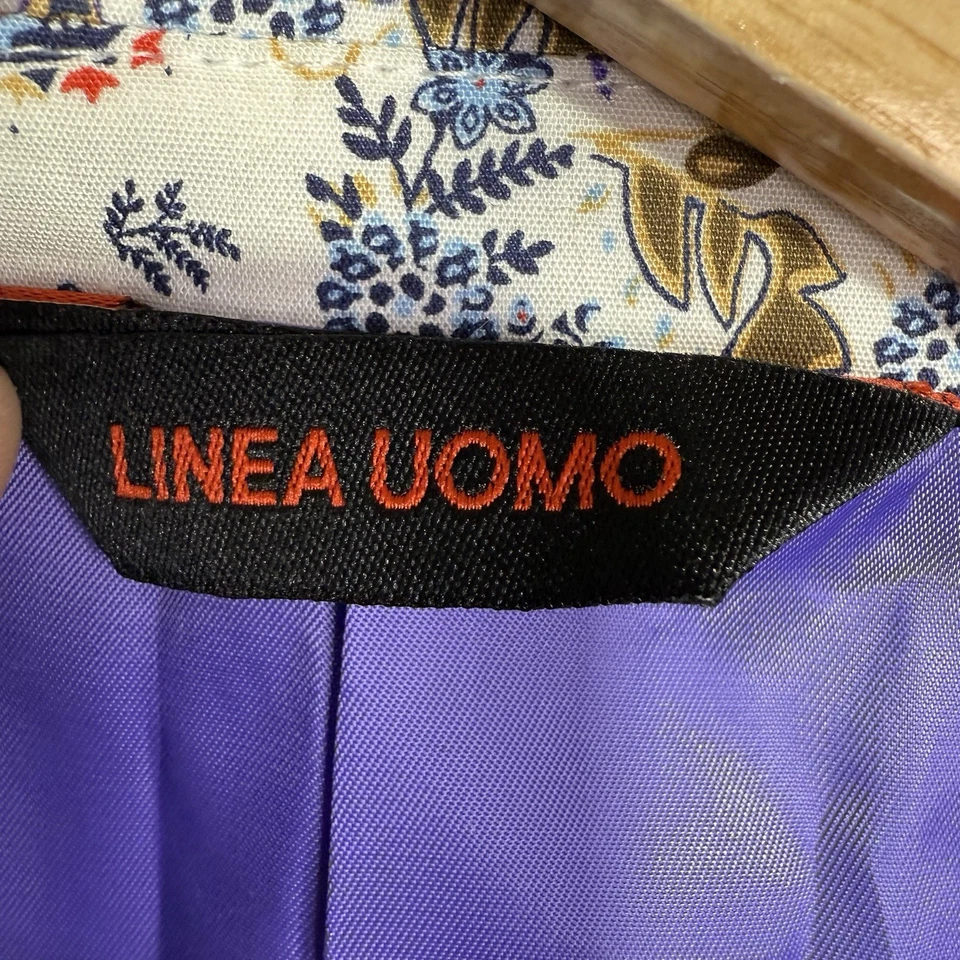 Chaqueta Blazer Linea Uomo Hombre Talla 54 L Blanca Floral Cachemira Forrada en Algodón Foto 3 de 4