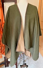 Fraas Cashmink Olive & Camel Cape - Super Soft - Reversable