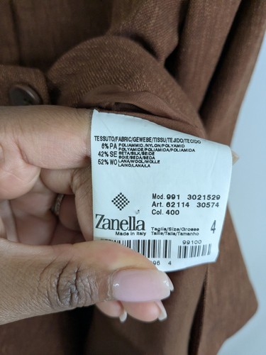 Zanella Blazer Women's 4 Brown Silk Single Breasted Silk Lightweight - Picture 5 of 8