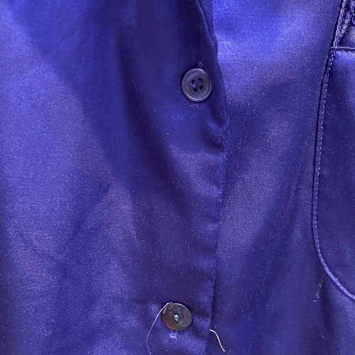 VINTAGE GO SOFTLY -- Two-Piece Pajama Set, Royal Blue, Satiny Feel, Long Sleeves - Picture 7 of 21