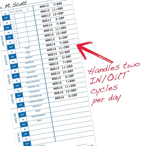 Pyramid™ 30% Recycled Time Cards for Pyramid Models 3500 & 3700, 4" x 9", Pac... - Picture 3 of 5