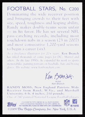 2009 Topps National Chicle #C200 Randy Moss - Bild 2 von 2