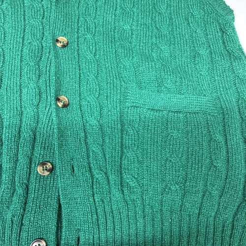 Lands End Sweater Vest LG Green Mens Vintage Shetland Wool Free Shipping - Picture 2 of 5