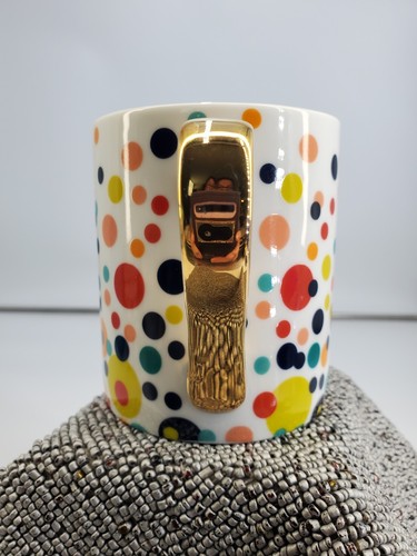 Taza de café Ciroa With Love blanca con puntos dorado acento metálico porcelana (C18) - Imagen 6 de 12
