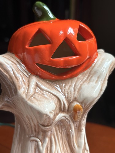Lampada vintage ceramica Jack-O-lantern gambo di mais luce decorazione Halloween - Foto 3 di 7