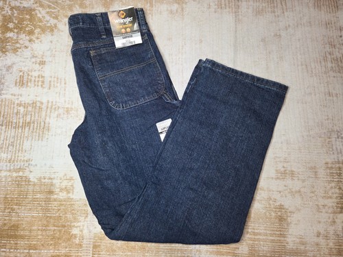 Wrangler FR Carpenter Jeans Mens 35x34 Blue Flame Resistant Workwear Denim Pants - Picture 1 of 5