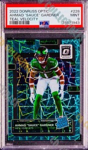 Ahmad Sauce Gardner Rookie Teal Velocity 2022 Donruss Optic 228 PSA 9 Gem Mint