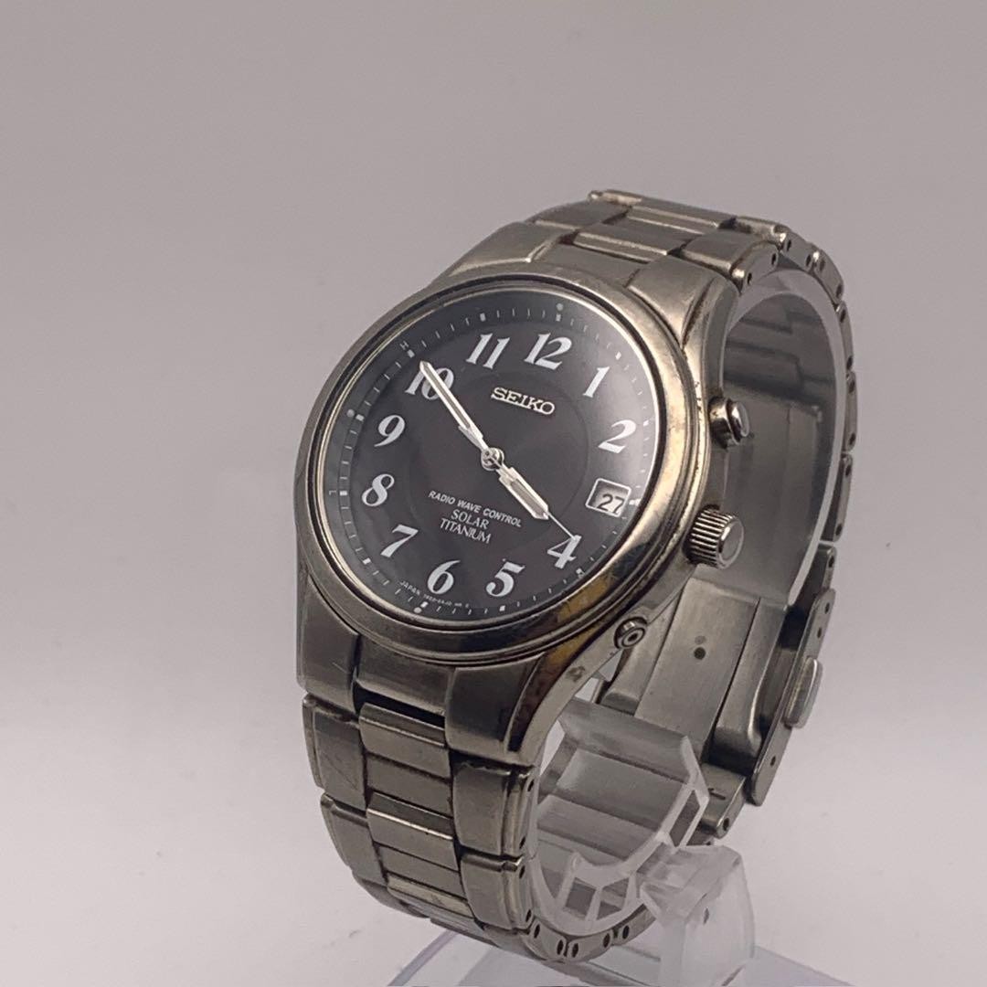 SEIKO 7B22-0AD0 ソーラー電波 時計 SEIKO 7B22-0AD0 Solar Titanium Water Resistant 10bar