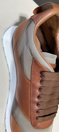 Giorgio Armani Panelled (X2X160) Tan Leather/Mesh Low Top Sneakers Men Sz 9 - Picture 7 of 16