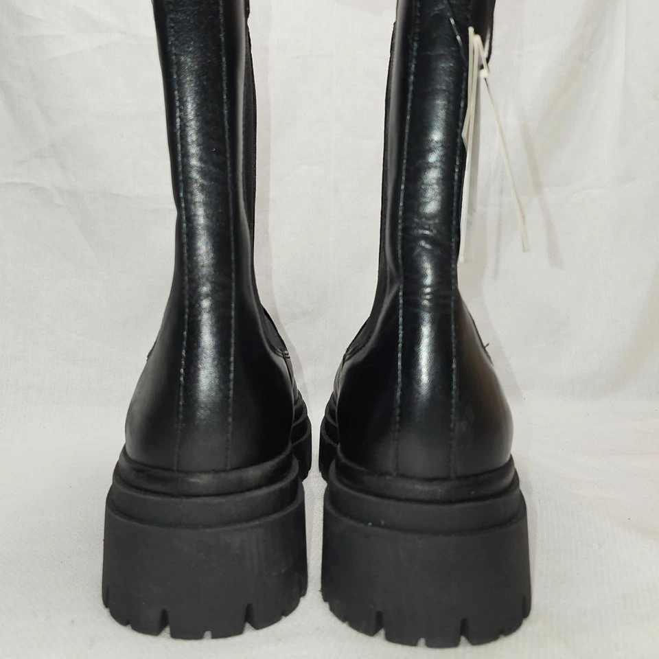 NUEVAS Botas Chelsea de Cuero Negro Gruesas Zara Z1B Para Mujer Talla: 39 EE. UU. 8 Foto 4 de 4