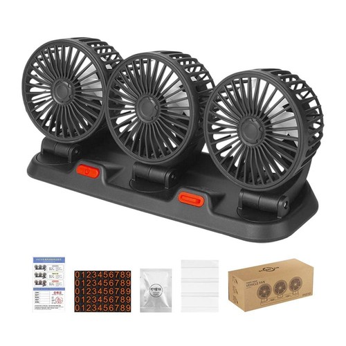 USB Three Headed Fan for 12V 24V Vehicles Adjustable Airflow for Comfort in RVs - Picture 7 of 7