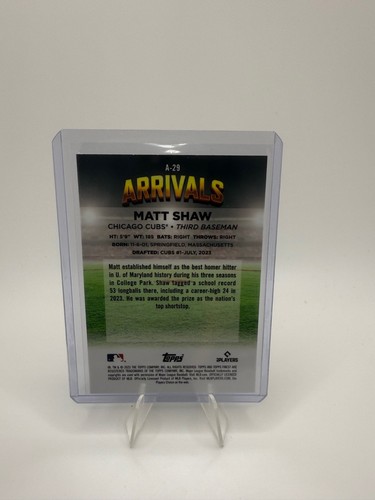 Matt Shaw 2025 Topps Finest Rookie Arrivals #A-29 Chicago Cubs RC - Picture 2 of 2