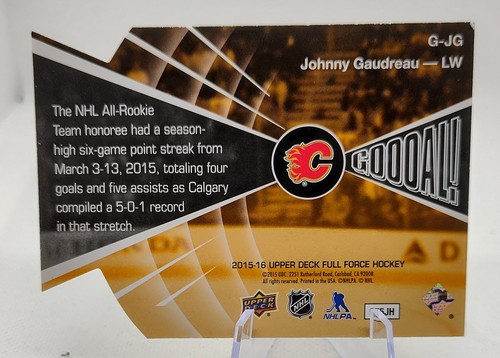 2015-16 UD Full Force Hockeytor gestanzt G-JG Johnny Gaudreau - Bild 2 von 2