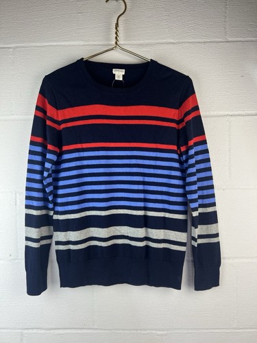 J Crew Crewcuts Boy’s Size 14 Blue Red Striped Pullover Sweater NWT
