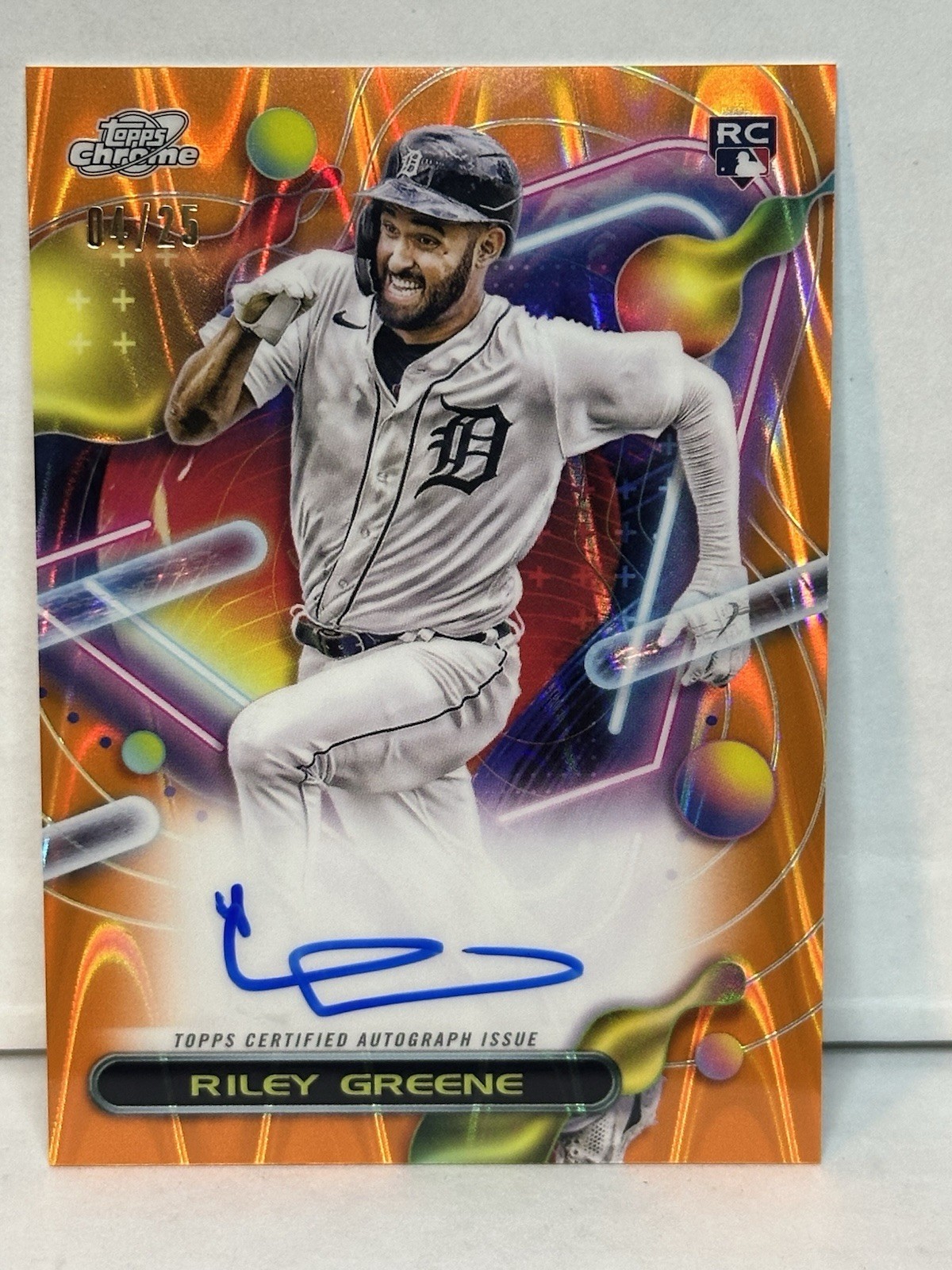 2023 Topps Cosmic Chrome - Riley Greene Orange Galactic Refractor /25 (RC) Auto