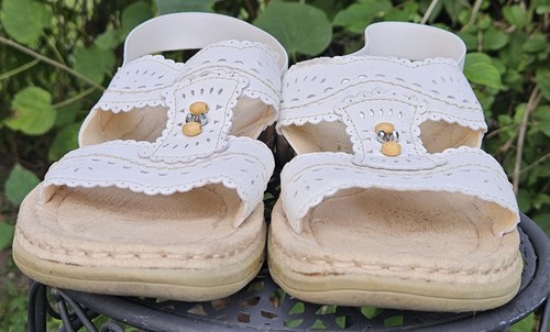 Earth Spirit Comfort Gelron Leather Sandals Beaded Shoes Back Straps Womens 9 - Picture 7 of 9