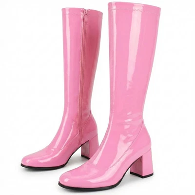Ladies Womens Fancy Dress Party GO GO Knee High Boots 60s & 70s Retro Sizes 3-12 - Image 1 of 4